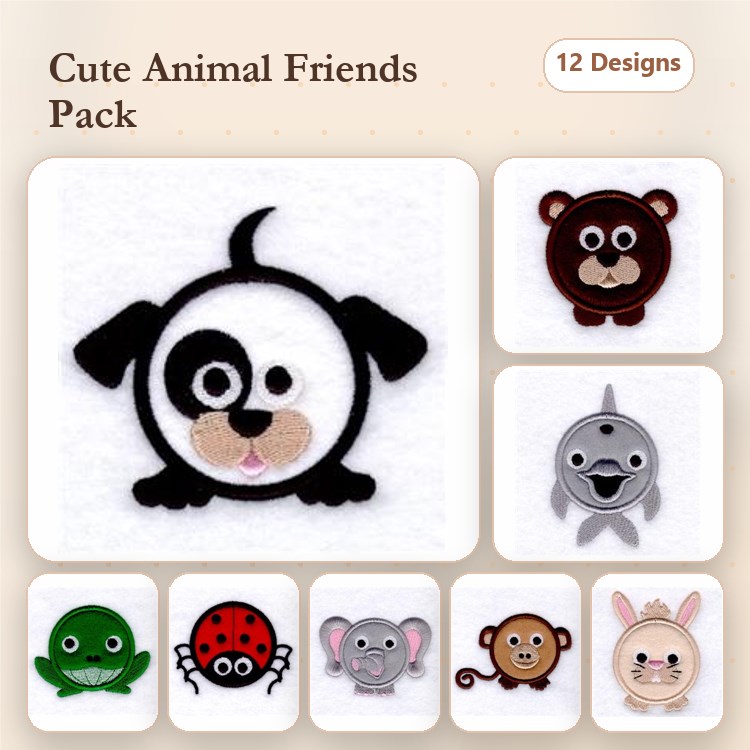 Animal Embroidery Bundle – Cute Sea Creatures & Insects (12 Designs)