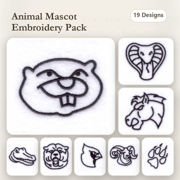 Owl, Cardinal & Bear Paw Embroidery Bundle – Wildlife Designs (19 Designs)