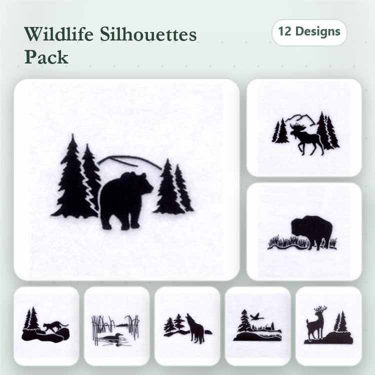 Wildlife Embroidery Bundle – Nature Scenes (12 Designs)