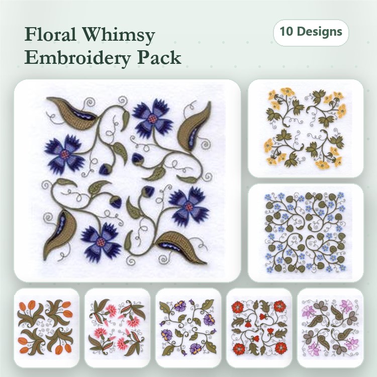 Spring Jacobean Flower Squares