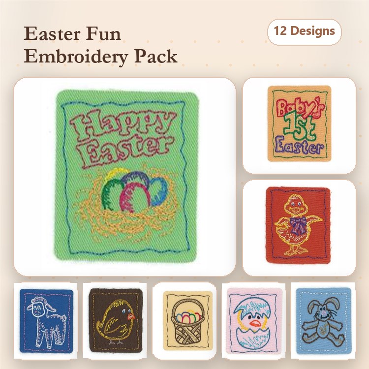 Applique Easter Embroidery Bundle – Happy Easter Sign, Baby's 1st Easter Sign, Easter Bunny & More (12 Designs)