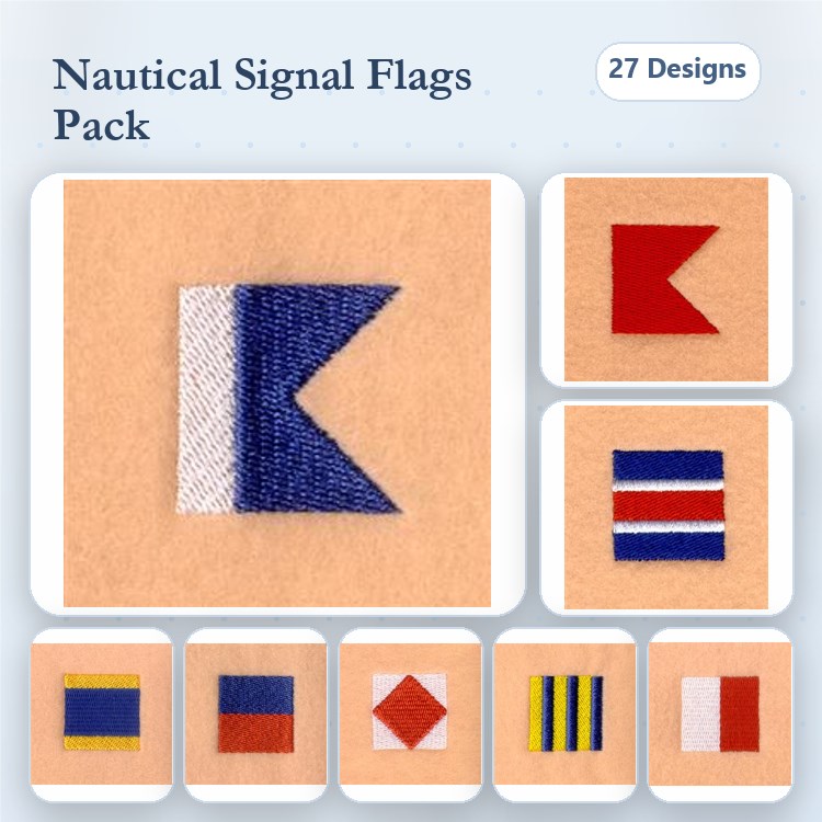 Nautical Signal Flags Embroidery Designs Bundle – Signal Flag Alpha, Bravo, Charlie & More (27 Designs)