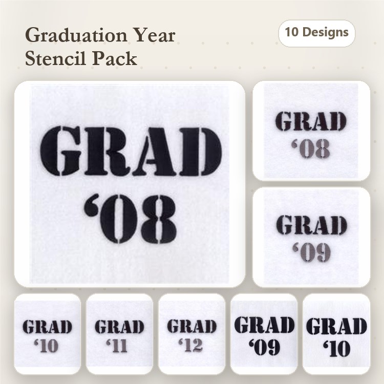 Graduation Year Embroidery Designs Bundle – Graduation Year '08, '09, '10, '11, '12 & More (10 Designs)
