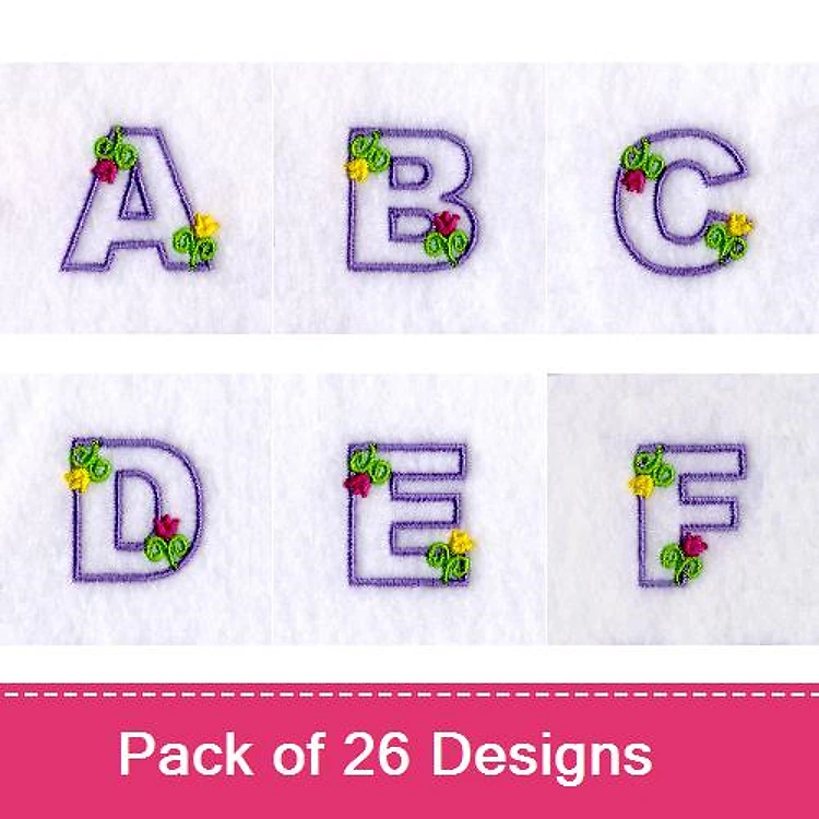 Floral Alphabet Embroidery Designs Bundle – A with Flowers, B with Flowers, C with Flowers & More (26 Designs)