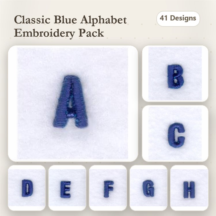 Alphabet Embroidery Bundle – A, B, C, D, E, F, G, H & More (41 Designs)