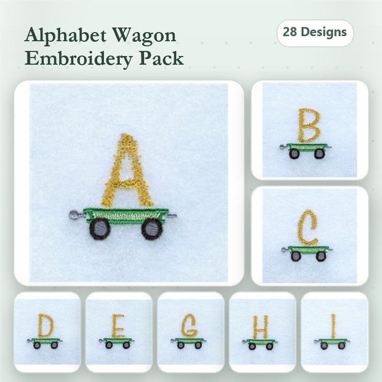 Alphabet Letters Embroidery Bundle – A, B, C, D, E, G, H, I & More (28 Designs)