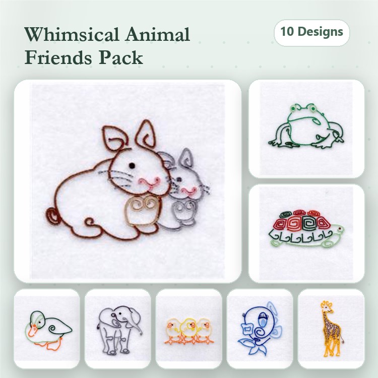 Animal Embroidery Bundle – Cute Designs (10 Designs)