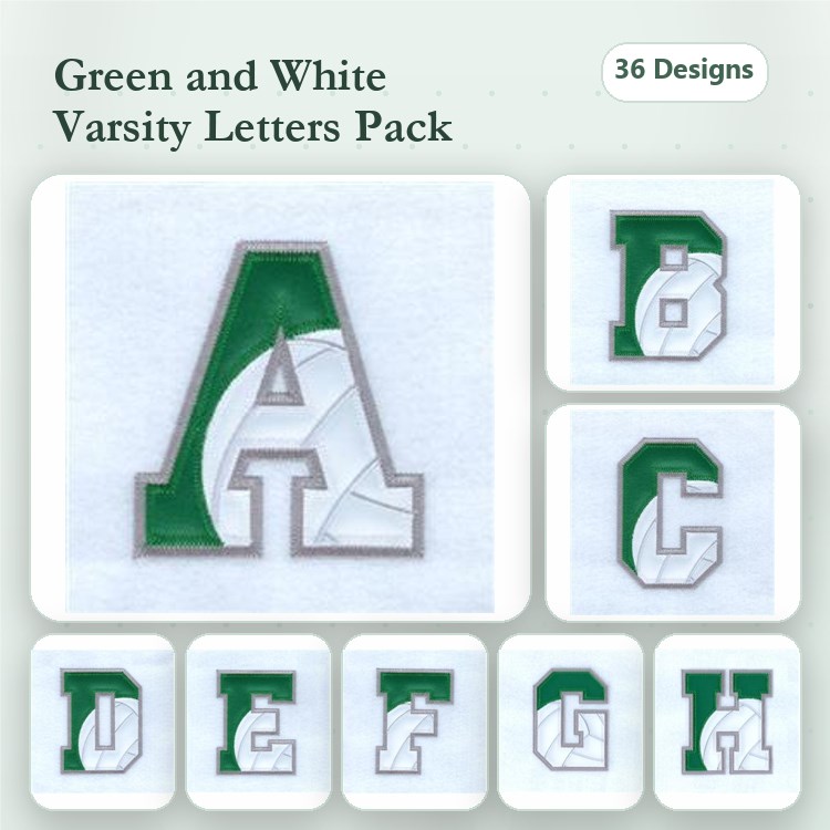 Applique Varsity Letters Embroidery Bundle – Letter A, Letter B, Letter C & More (36 Designs)