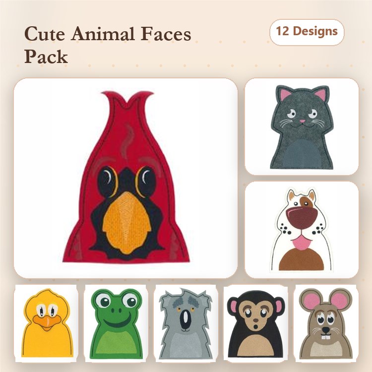 Animal Embroidery Bundle – Cute Characters (12 Designs)