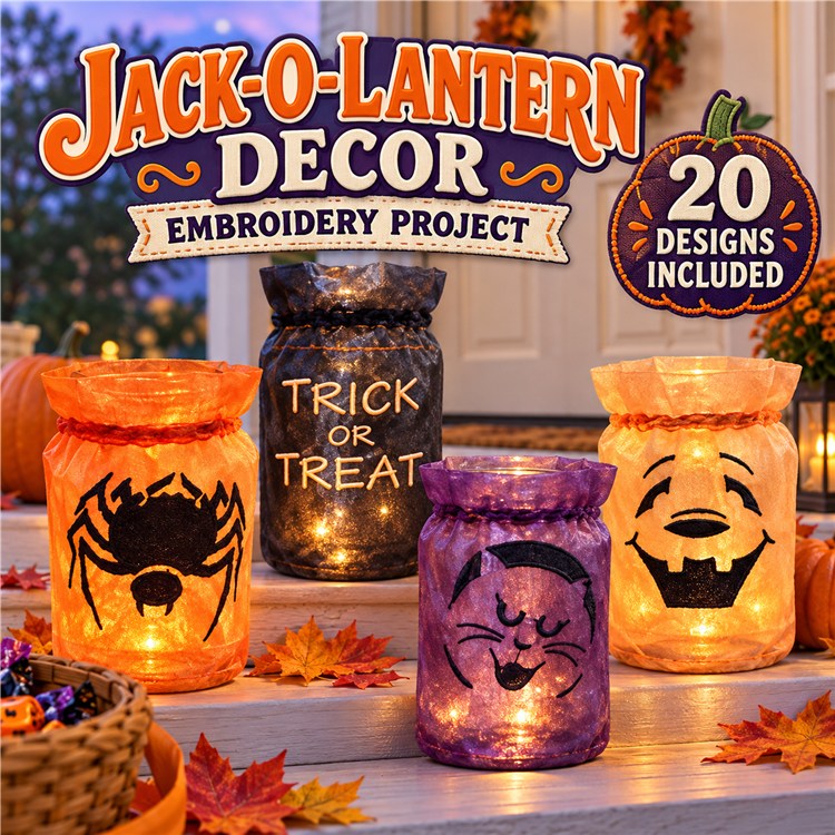 Applique Halloween Spooky Faces Embroidery Bundle – Ghost Face, Pumpkin Face, Skull Face & More (20 Designs)