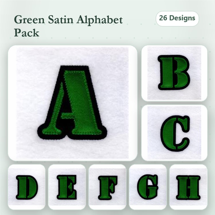 Applique Alphabet Letters Embroidery Bundle – A, B, C, D, E, F, G, H & More (26 Designs)