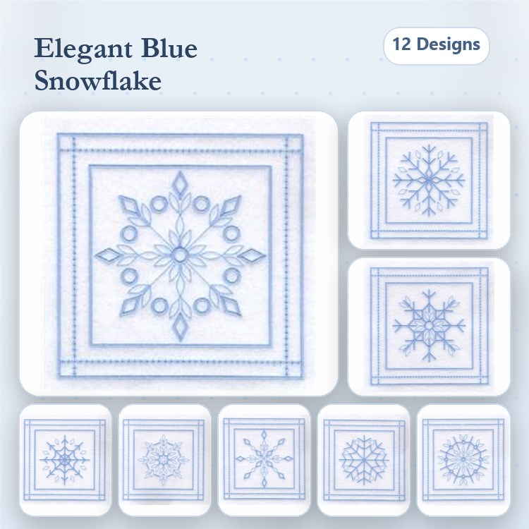 Snowflake Quilt Squares 9"