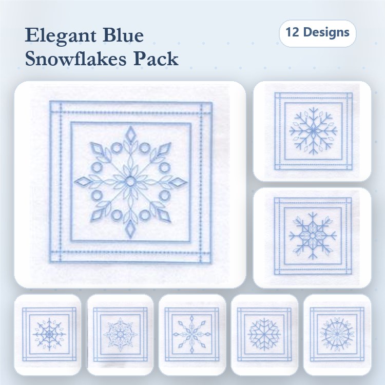 Snowflake Quilt Squares 6"