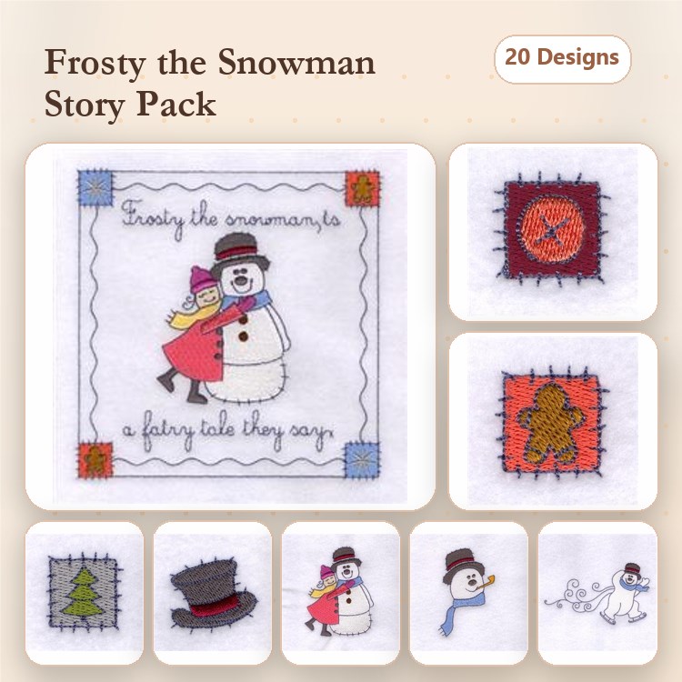 Frosty the Snowman Christmas Embroidery Designs Bundle – Frosty with Girl, Snowflake, Christmas Tree & More (20 Designs)