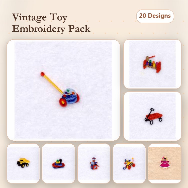 Toy Car & Robot Embroidery Bundle – Fun Characters (20 Designs)