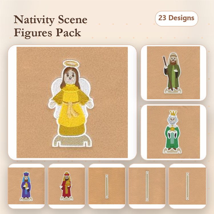 Nativity Scene Figures Embroidery Bundle – Angel, Mary, Joseph, Wise Man & More (23 Designs)
