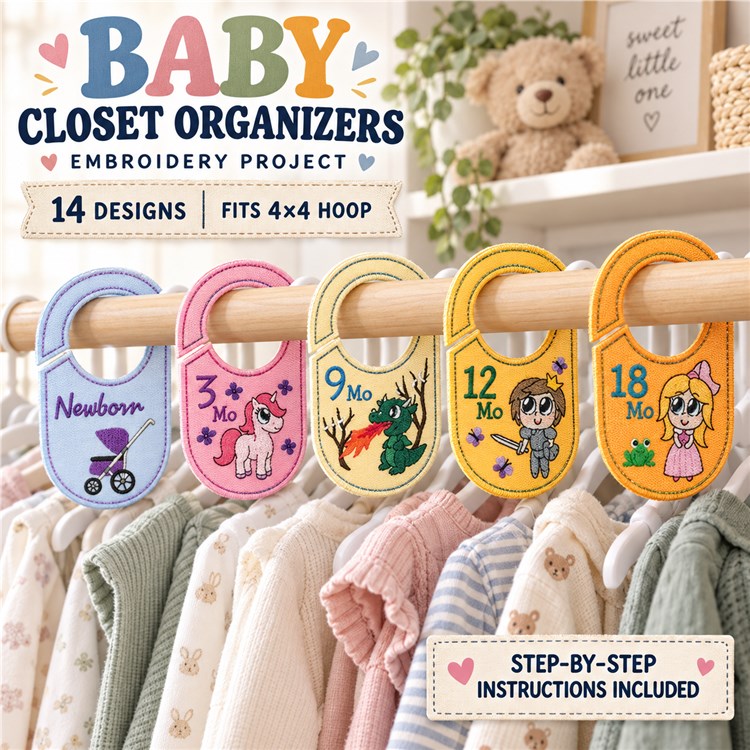 ITH Baby Milestone Bibs Embroidery Designs Bundle – Newborn Rainbow, 1 Month Animal, 2 Months Butterfly & More (14 Designs)