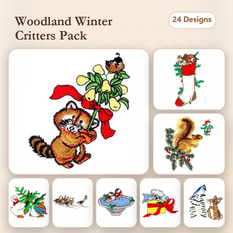 Bunny & Snowman Embroidery Bundle – Holiday Designs (24 Designs)