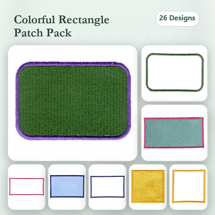 Applique Colorful Rectangle Patches Embroidery Bundle – Green, Blue, Yellow, Pink & More (26 Designs)