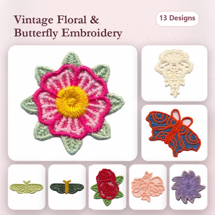 Freestanding Lace Flowers & Butterflies
