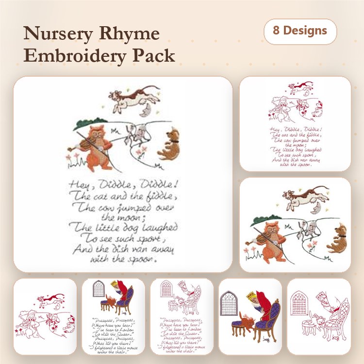 Princess & Cat Embroidery Bundle – Whimsical Cat Designs (8 Designs)