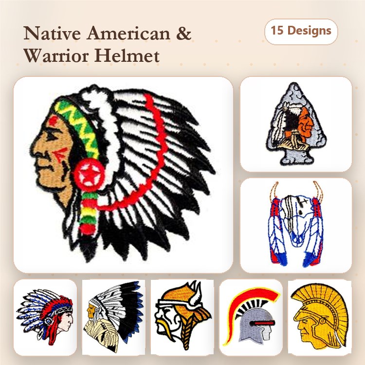 Native American Chief Embroidery Designs Bundle – Chief Portrait, Headdress, Tribal Warrior & More (15 Designs)