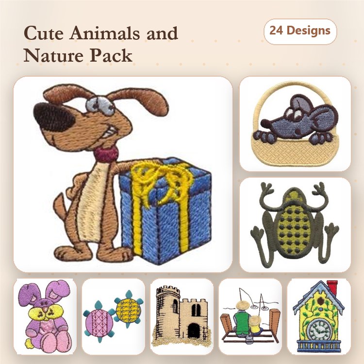 Bunny, Castle & Baseball Embroidery Bundle – Fun Designs (24 Designs)