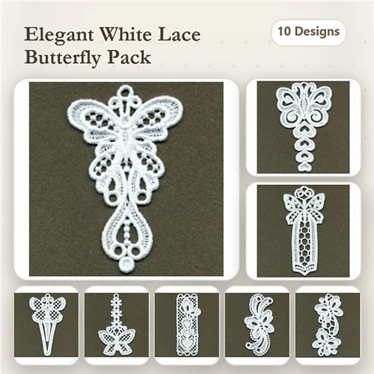 FSL Elegant Lace Butterfly Embroidery Bundle – Butterfly Ornament 1, 2, 3 & More (10 Designs)