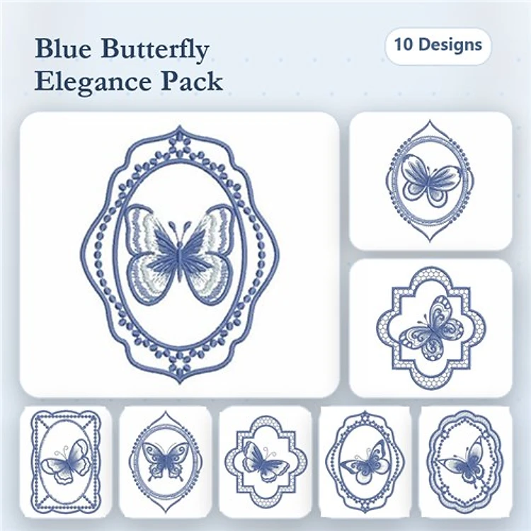 Redwork Butterfly Embroidery Bundle – Elegant Butterflies in Frames & More (10 Designs)