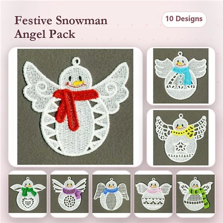 FSL Snowman Angel Embroidery Bundle – Charming Holiday Angels & More (10 Designs)