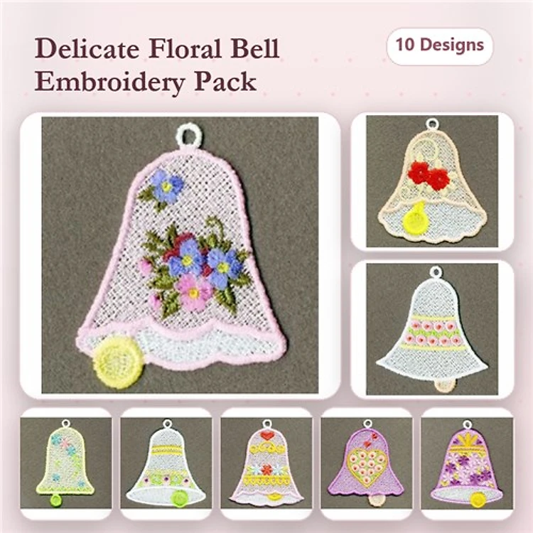 FSL Floral Bells Embroidery Designs Bundle – Delicate Floral Patterns & More (10 Designs)