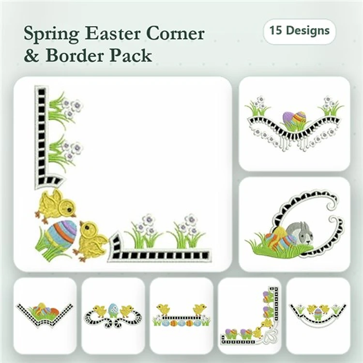 Easter Embellishment Embroidery Designs Bundle – Easter Chick, Bunny, Lamb & More (15 Designs)