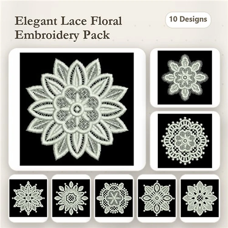 FSL Floral Lace Embroidery Bundle – Intricate Flower Designs & More (10 Designs)