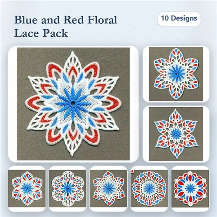 FSL Floral Lace Embroidery Designs Bundle – Intricate Floral Lace 1, 2, 3 & More (10 Designs)