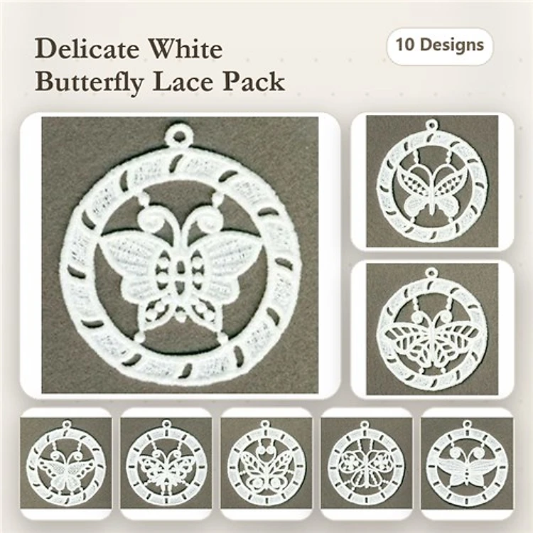 FSL Butterfly Lace Embroidery Bundle – Butterfly Lace Ornament & More (10 Designs)