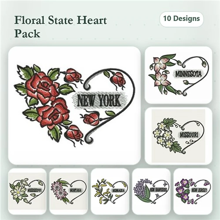 US State Flower Hearts 3