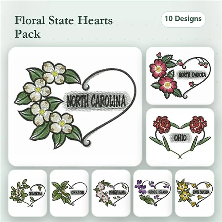 US State Flower Hearts 4