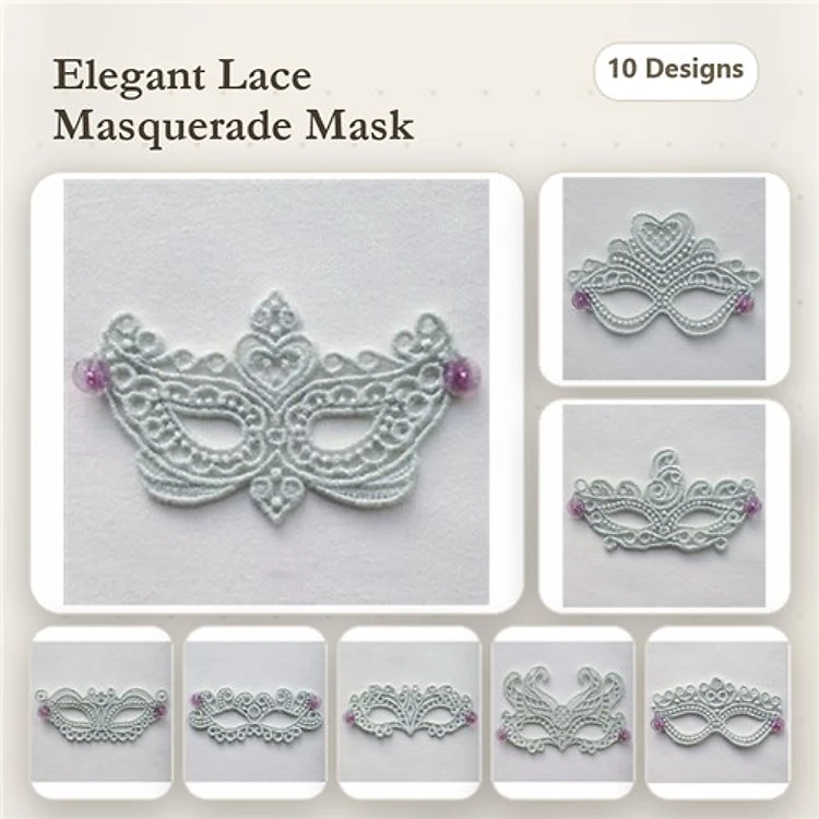 FSL Lace Masquerade Masks Embroidery Bundle – Elegant Lace Masquerade Mask & More (10 Designs)