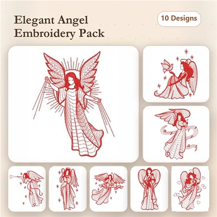 Redwork Rippled Angels