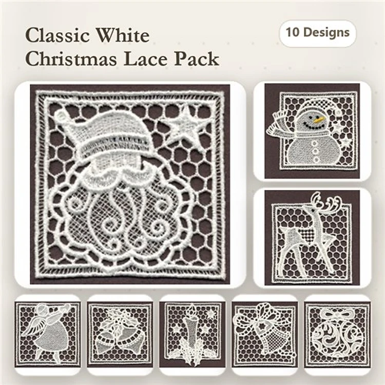 FSL Christmas Embroidery Designs Bundle – Santa Claus, Snowman, Reindeer & More (10 Designs)