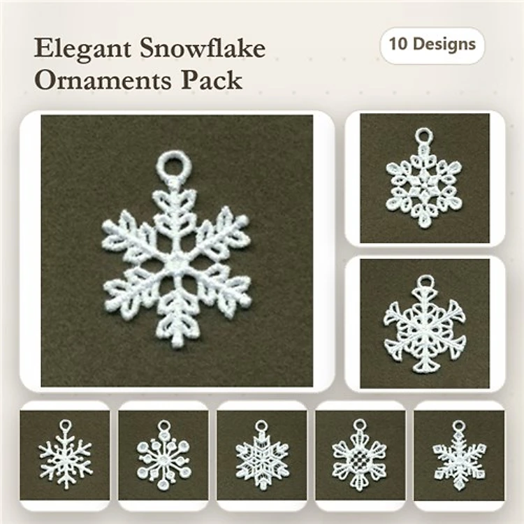 FSL Snowflake Ornament Embroidery Bundle – Elegant, Intricate, & Frosted Styles (10 Designs)