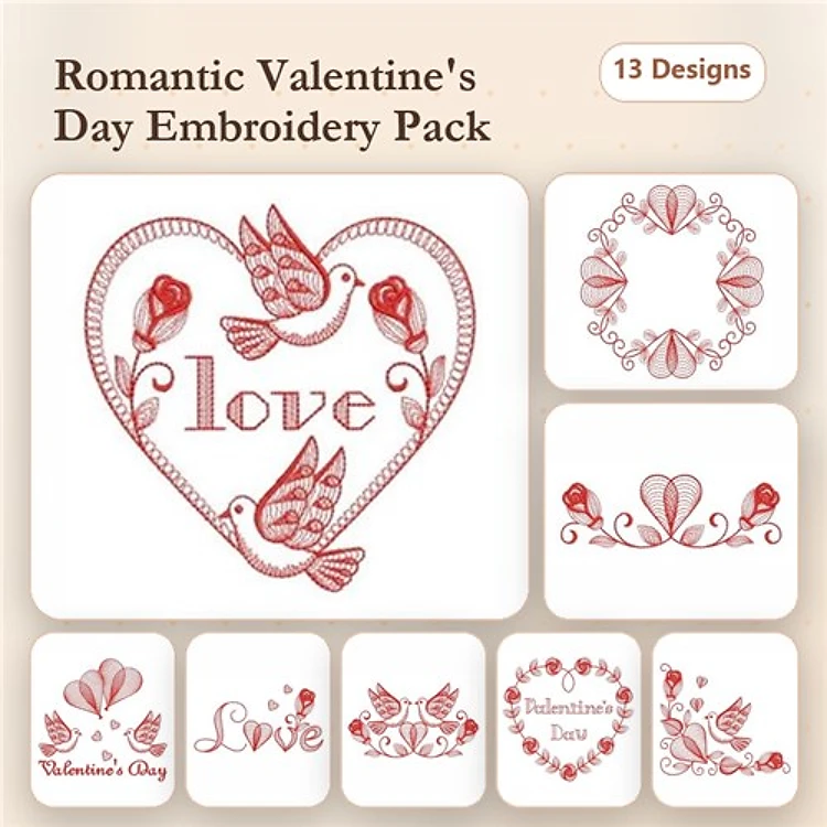 Redwork Valentines Day