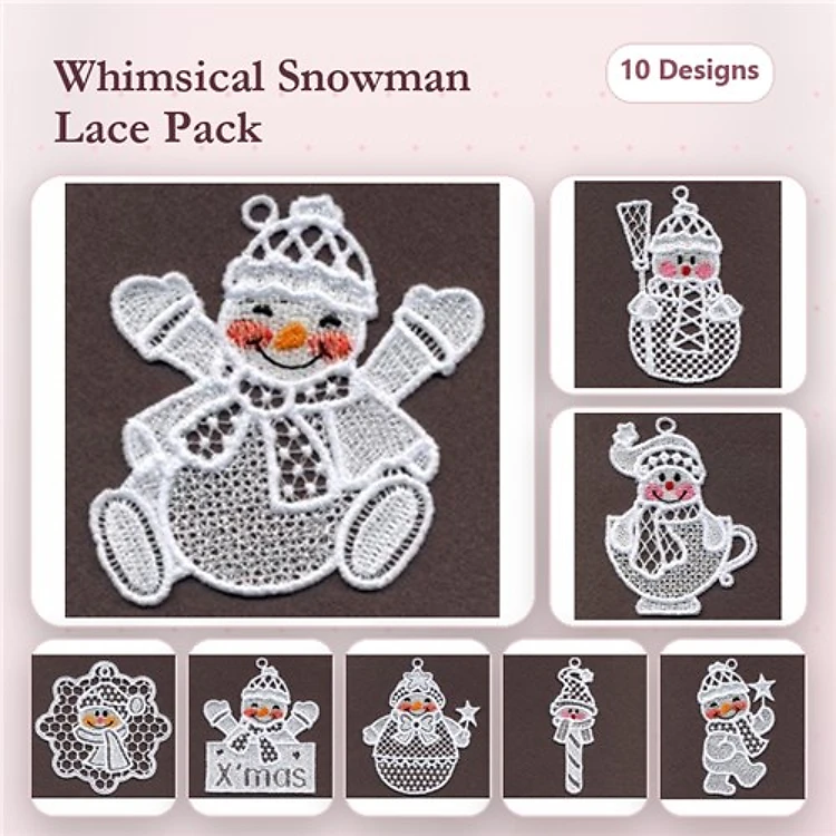 FSL Snowman Embroidery Bundle – Ornament, Scarf, Teapot & More (10 Designs)