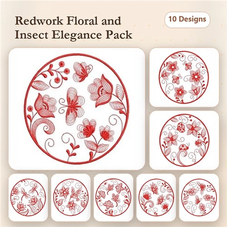 Redwork Rippled Garden