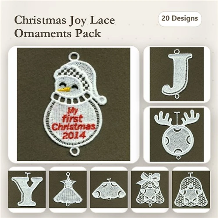FSL Christmas Ornaments Embroidery Bundle – Snowman, Reindeer, Angel & More (20 Designs)