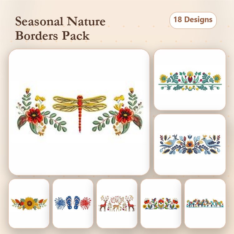 Floral & Deer Embroidery Bundle – Nature Inspired Designs (18 Designs)
