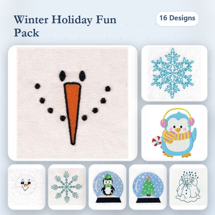 Snowman & Snowflake Embroidery Bundle – Holiday Designs (16 Designs)