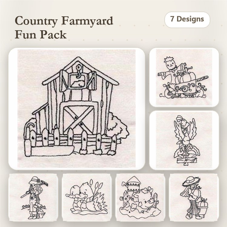 Farm & Garden Embroidery Bundle – Whimsical Characters (7 Designs)