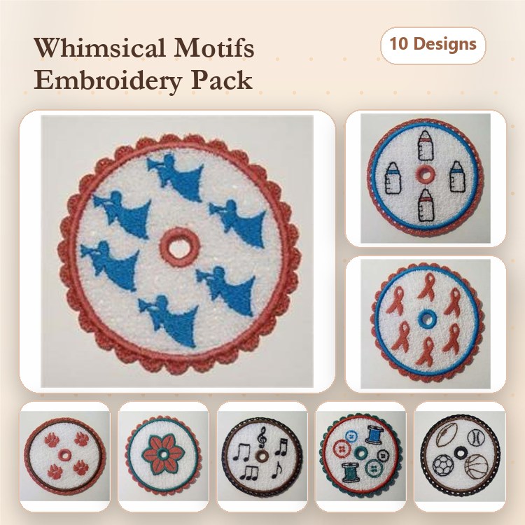 Paw Print & Flower Embroidery Bundle – Sports & Music Designs (10 Designs)