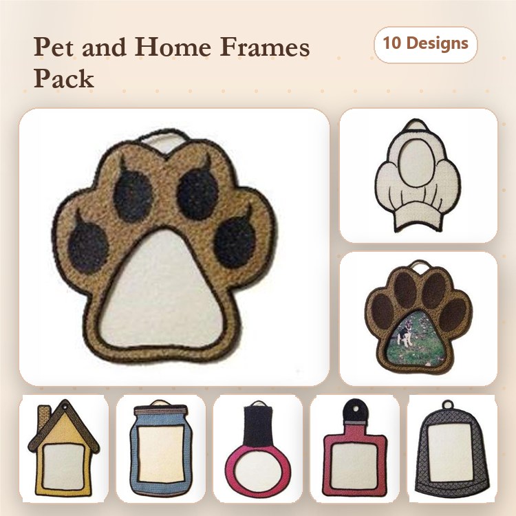 Keychain Embroidery Bundle – Paw Print, House & More (10 Designs)